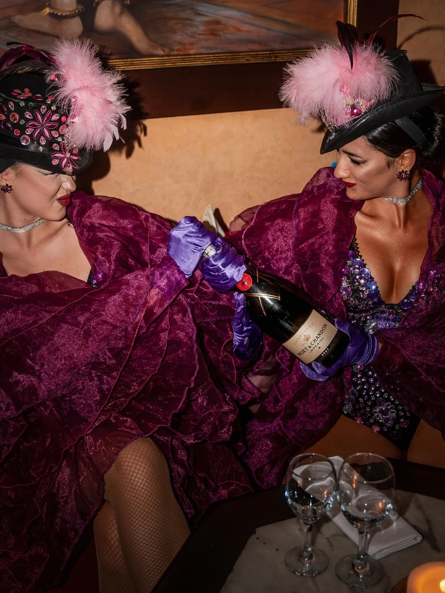 Botella de champán Moët & Chandon presentada durante una velada de cumpleaños en el Palais Jad Mahal